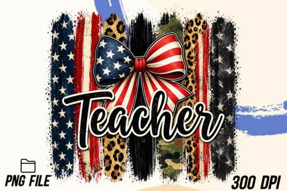 4th of July Stripes Teacher Bow PNG: A Patriotic Design Asset
