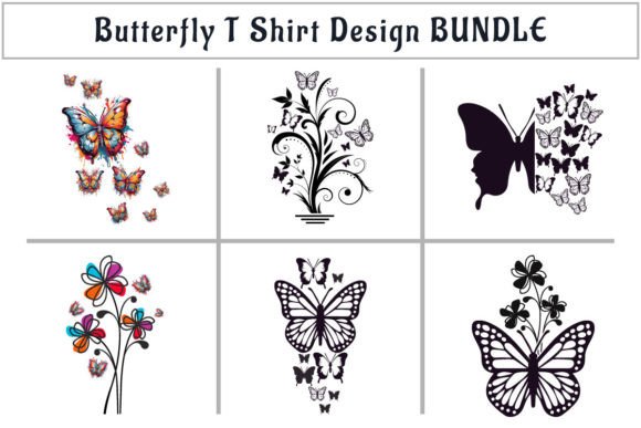 Butterfly Flower T Shirt Design BUNDLE: Creative Assets