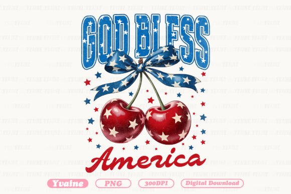 Celebrate with Style: 4th of July PNG God Bless America Cherry Design