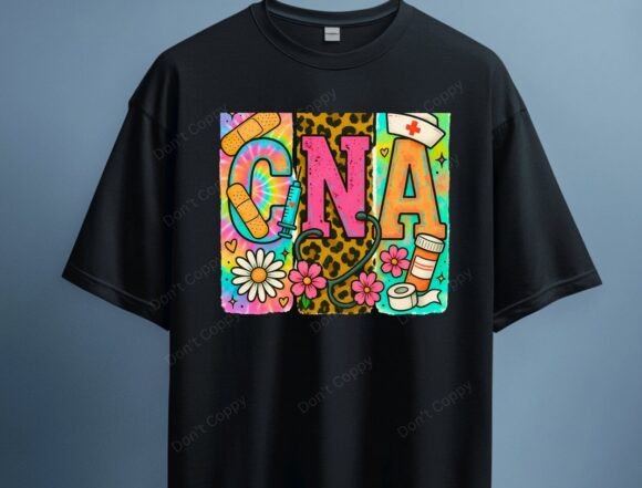 CNA Tie Dye PNG: Leopard Print Nurse Png for Modern Healthcare Design