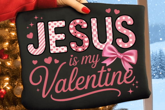 Embrace Faith-Forward Aesthetics: Jesus is My Valentine Coquette Bow PNG