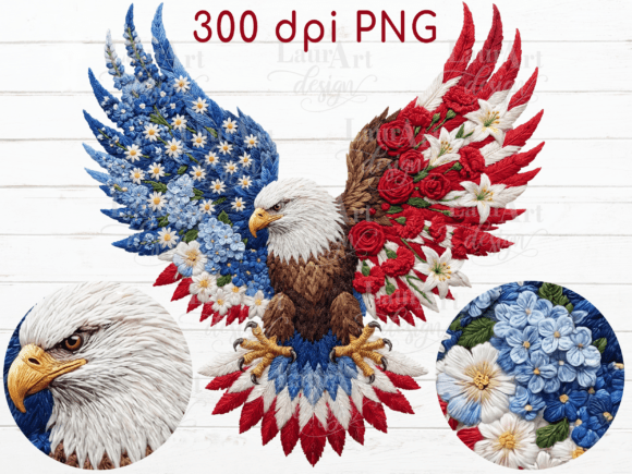 Faux Embroidery Eagle Patriotic Eagle: A Bold Emblem for Modern Design