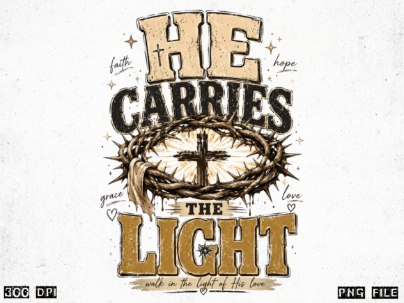 He Carries the Light PNG: A Christian Cross Design for Faith-Based Creations
