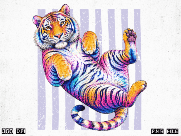 Neon Tiger PNG: A Psychedelic Design Asset