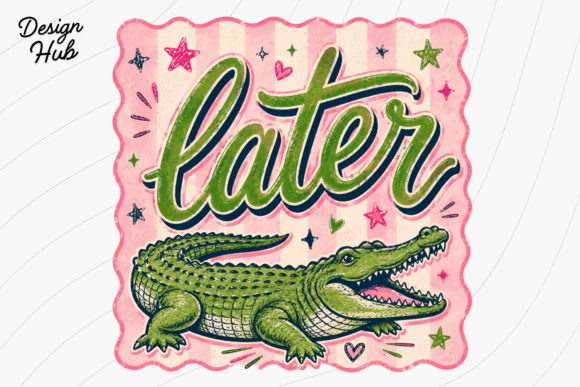 Retro Alligator Coquette PNG: A Vintage Statement