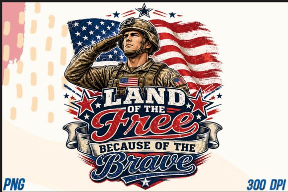 Soldier Land of the Free USA America PNG: A Bold Graphic for Patriotic Projects