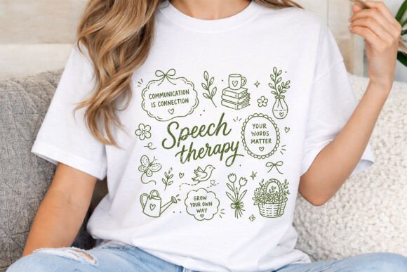 Speech Therapy PNG, SLP Floral Doodle: Design Guide